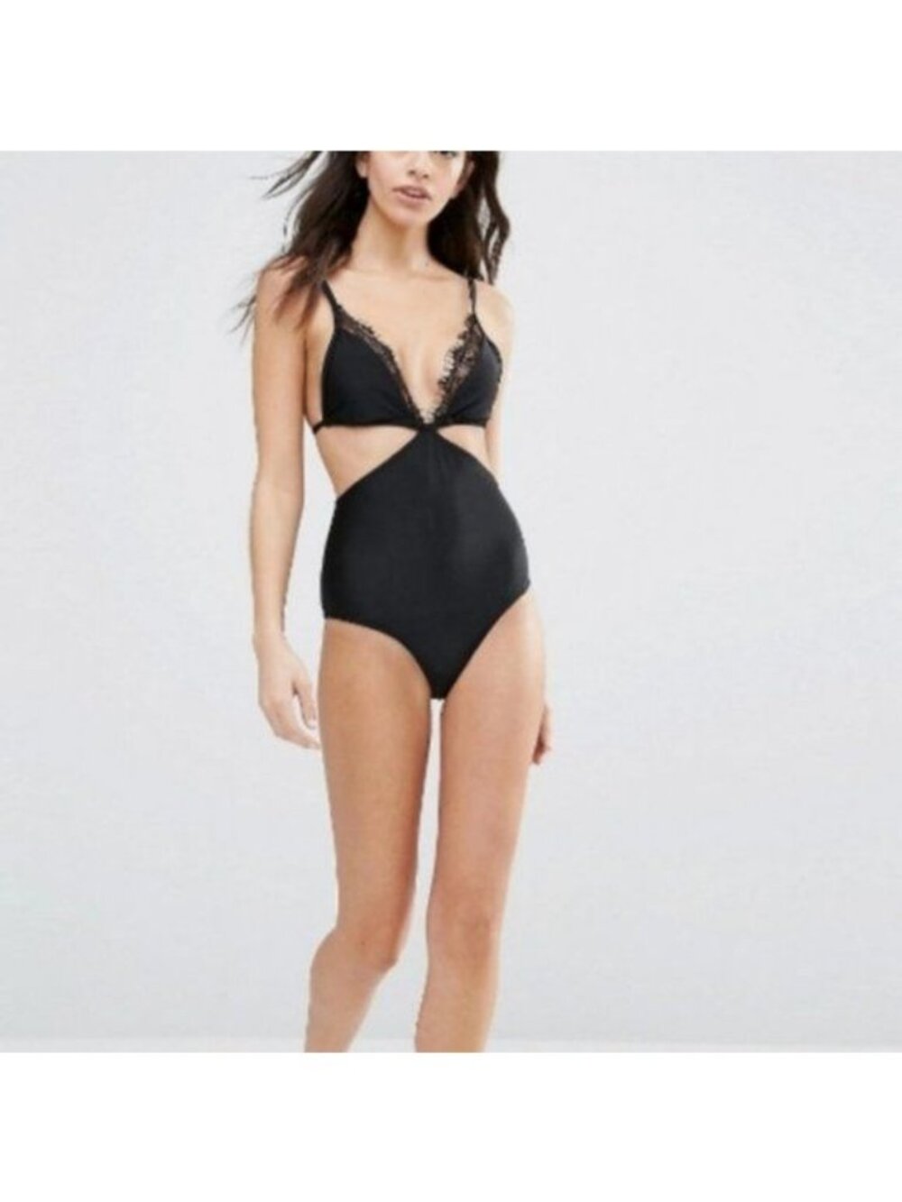 ASOS Playful Promises Pretty Lace Swimsuit Monokini Cut Out